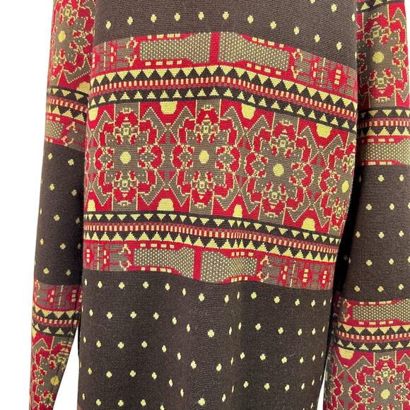 Icelandic 100% Merino Wool Cardigan Duster Nordic Fair Isle Ski Cabin Luxury XL - Picture 7 of 12